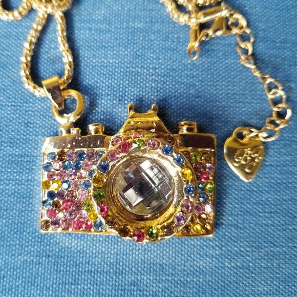 Betsey Johnson Jewelry - Betsey Multicolor Rhinestone Camera Pendant / Necklace - NWT